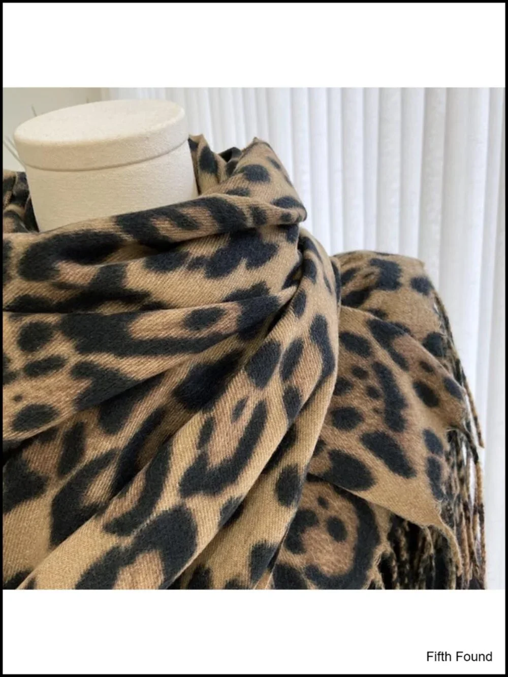Leopard Print Fringe Blanket Scarf Soft Warm Wrap Shawl Women